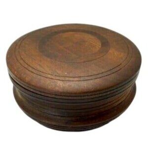 Hand-Carved Round Wooden Trinket Bowl Lid - Rustic Decor & Display Piece